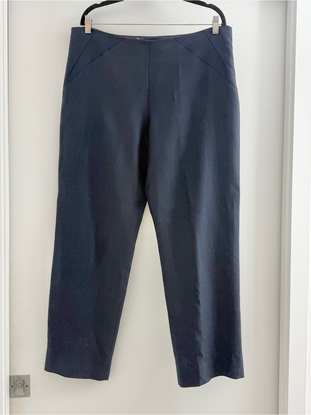 Giorgio Armani Women's Navy Blue Linen Trouser Sz 14 Luxury Busines Casual